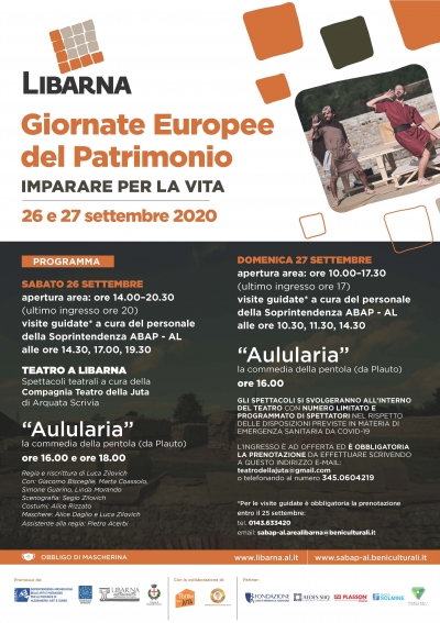 A Libarna “teatro nel teatro” con “Aulularia” di Plauto e visite guidate per le Giornate Europee del Patrimonio 2020