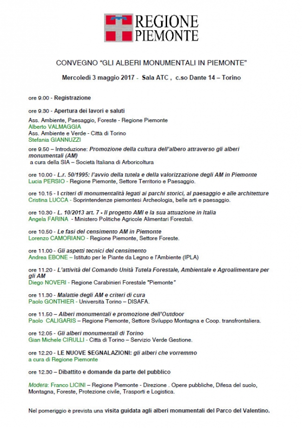 CONVEGNO “GLI ALBERI MONUMENTALI IN PIEMONTE”