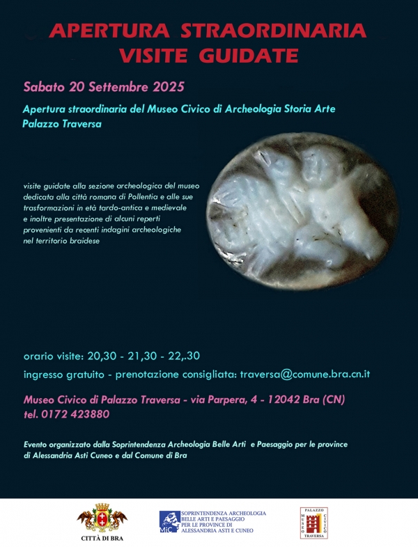 Bra (CN), Museo civico di archeologia storia e arte – Palazzo Traversa, Aperture straordinarie, visite guidate