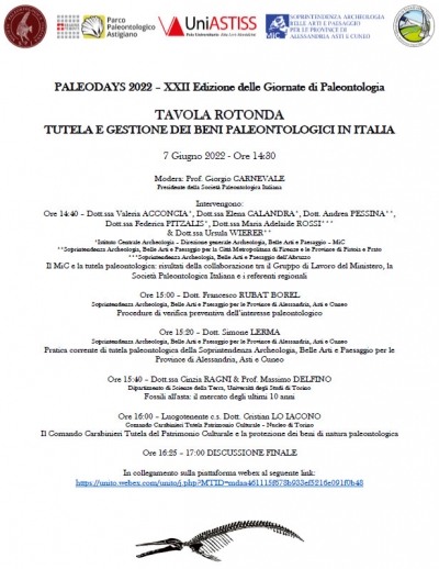 PALEODAYS 2022 – XXII Edizione delle Giornate di Paleontologia