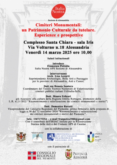 Cimiteri Monumentali: un Patrimonio Culturale da tutelare. Esperienze e prospettive - ALESSANDRIA
