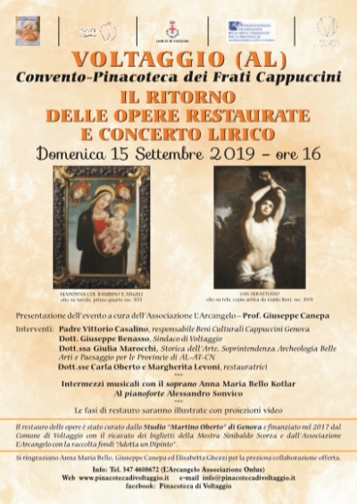 Voltaggio (AL) Convento-Pinacoteca dei Frati Cappuccini. Il ritorno delle opere restaurate e concerto